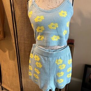 Two piece knit short set